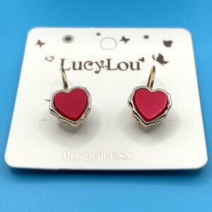 Red and‎ Gold Heart Earrings